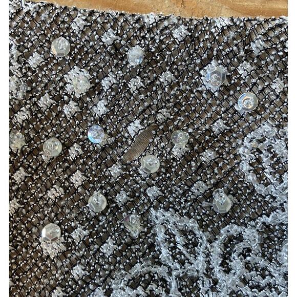 Vintage Kay Unger Embroidered Sequined Midi Dress Size 6 Women’s Grey Lined - Picture 7 of 7